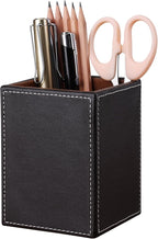 KINGFOM PU Leather Square Pens Pencils Holder Cup Desktop Stationery Organizer - Image 5