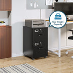 miiiko 2 drawer file cabinet with lock, vertical showing dimensions