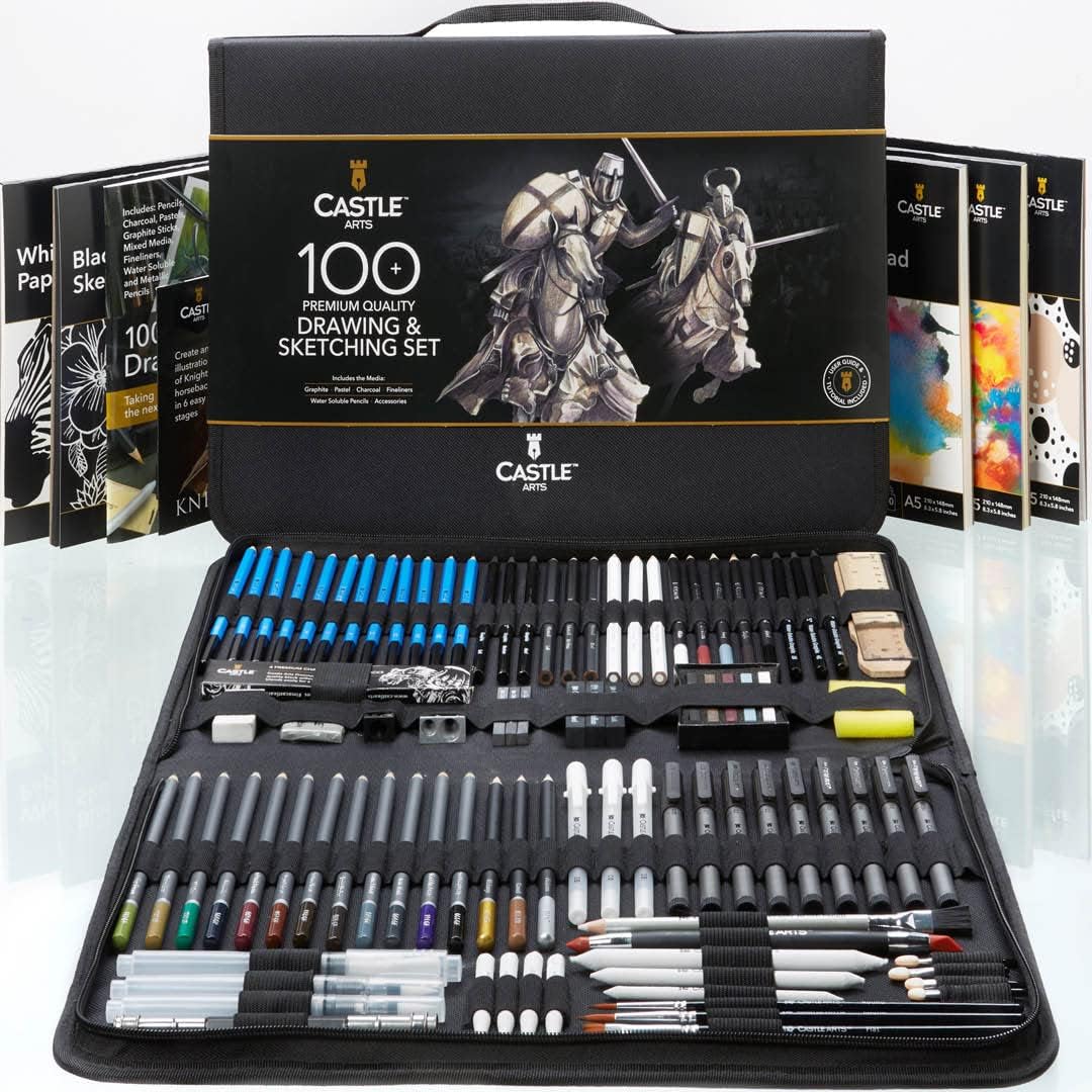 castle art supplies 100 piece drawing sketching and, main product view