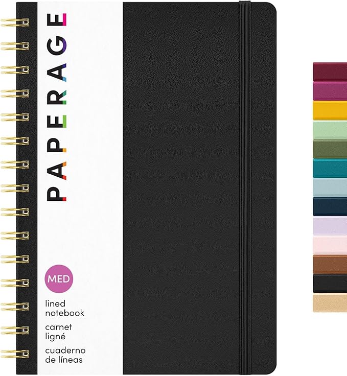 PAPERAGE Lined Spiral Journal Notebook, 160 Pages, Hardcover Journal by PAPERAGE