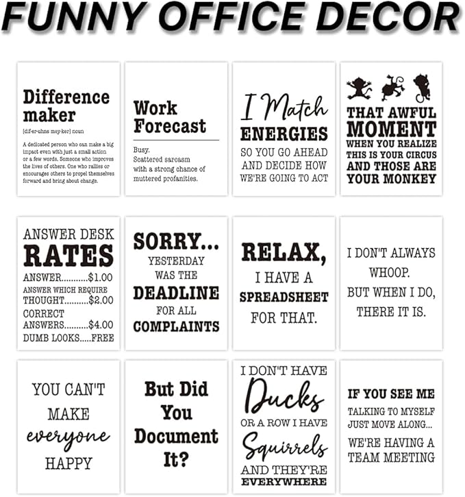 Funny Office Decor Desk Signs, 12 Different Cards Desktop Novelty, Boss Day - Image 2
