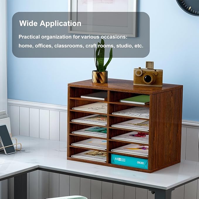 PAG Countertop Mail Sorter Organizer, Wooden Literature Organizer, Student - Image 5