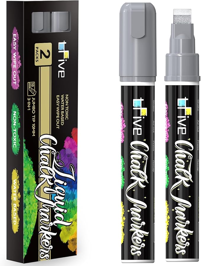 TFIVE Metallic Silver Liquid Chalk Markers by TFIVE%C2%AE