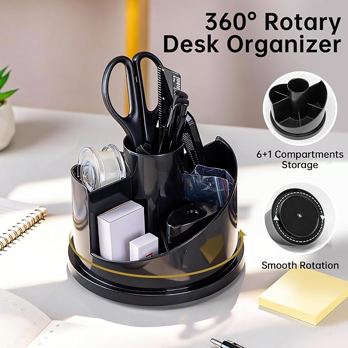deli Office Supplies Set, Stapler Set, Rotating Multi-Functional Pen Holder - Image 2