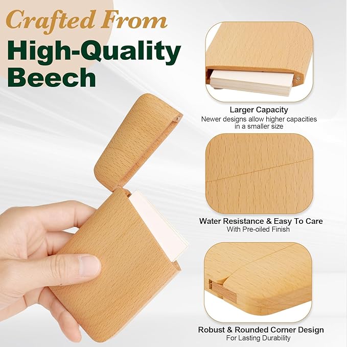 Yookin Wood Business Card Holder Wooden Magnetic Business Card Case Portable - Image 3