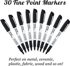 Shuttle Art Permanent Markers, 30 Pack Black Permanent Marker set, Fine Point - Image 2