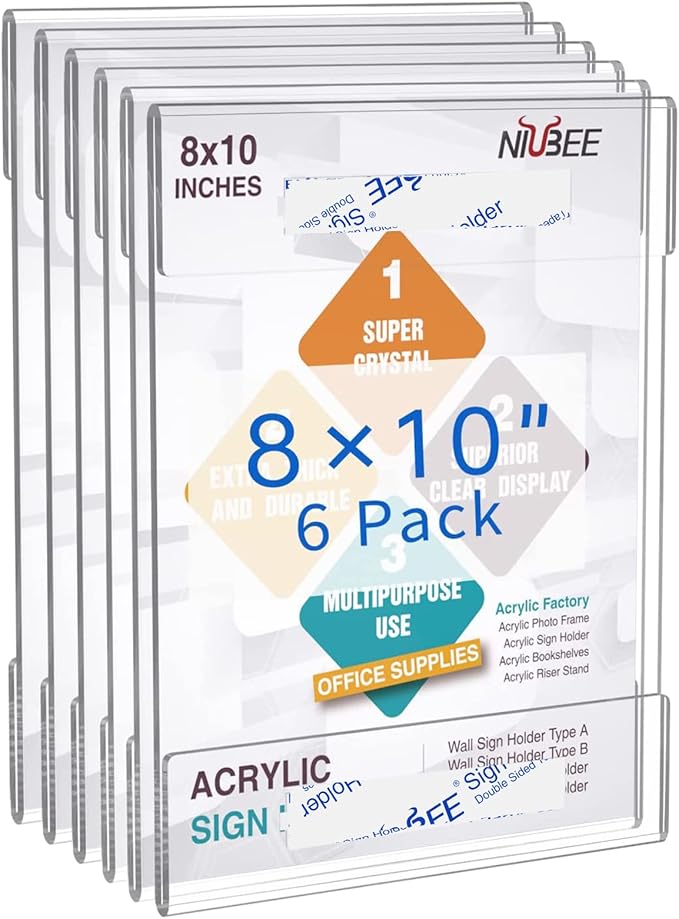 Niubee 8x10 Wall Mount Acrylic Sign Holder by NIUBEE