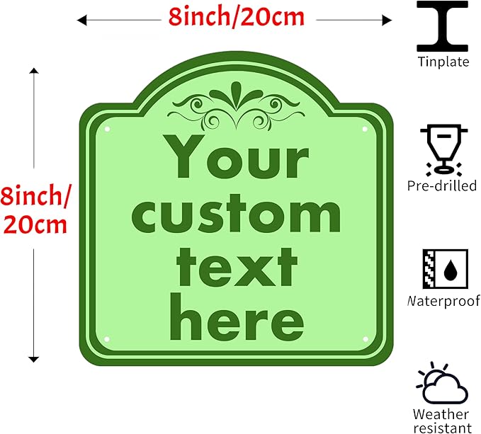 HK SIGNS Custom Aluminum Weatherproof Metal Sign, Modern Customizable, 8*8 Inch - Image 2