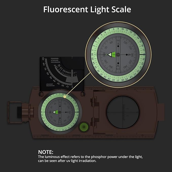 Anbte Compass Hiking Survival, IP65 Waterproof Metal Compass - Image 2
