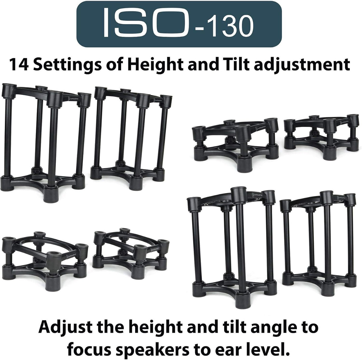 IsoAcoustics Iso-Stand Series Speaker Isolation Stands with Height & Tilt...
