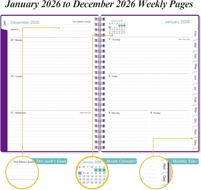 2026 Planner - Planner 2026 from January 2026 - December 2026, Weekly & Monthly - Image 3