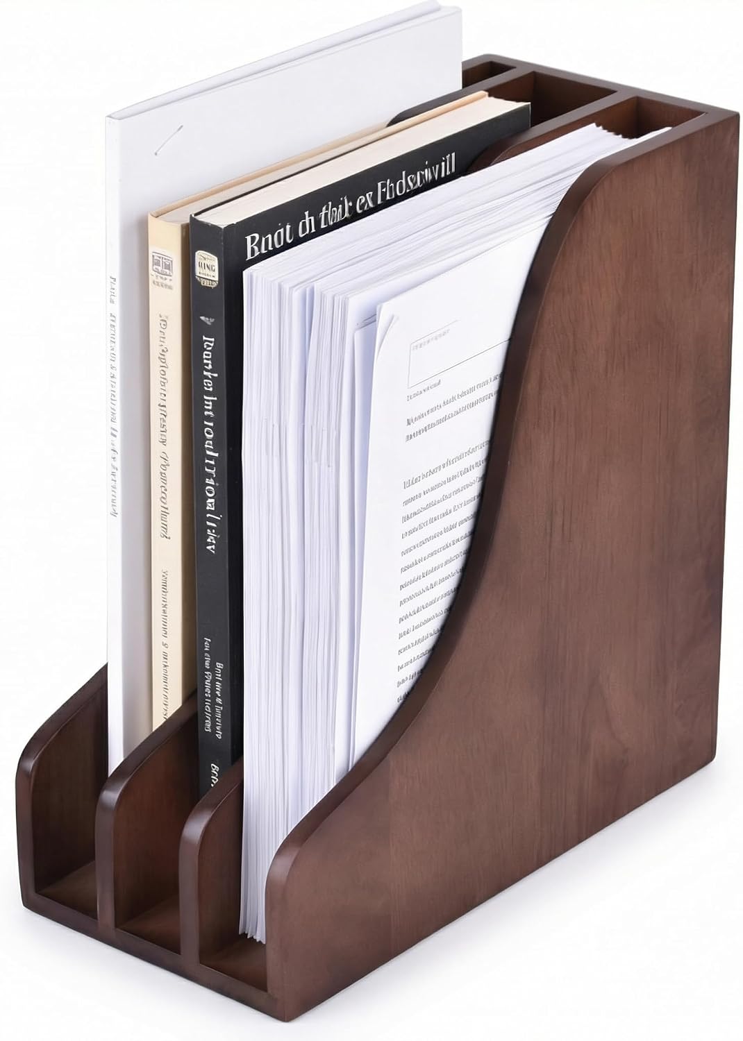 Solid Wood Vertical File Organizer, No Assembly Desk Mail Document Holder
