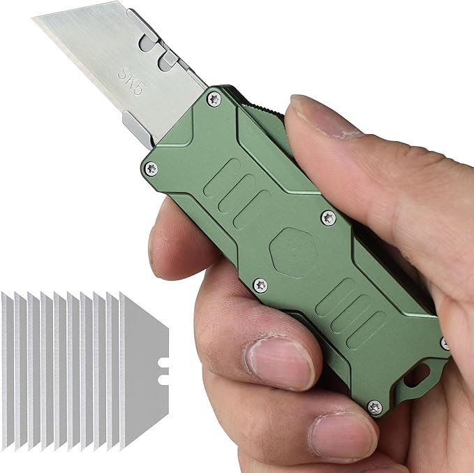 Caressolove Switch Blades Knife Push Button, Aviation Aluminum EDC Box Cutter by Caressolove