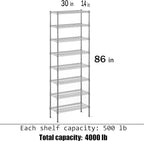 Regal Altair 14" Deep x 30" Wide x 86" Height Wire Shelving Kit | 8-Tier | NSF - Image 3