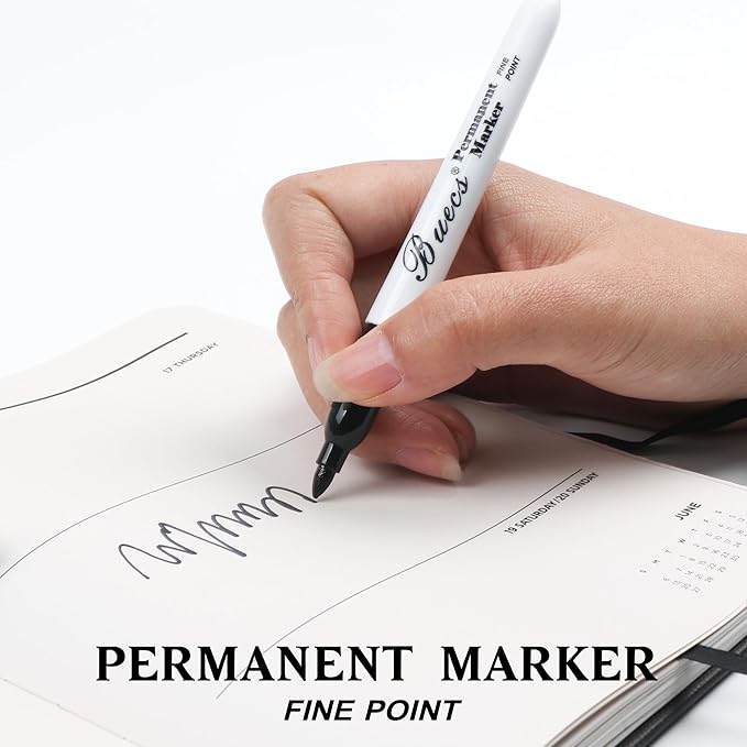 Buecs Permanent Markers, Fine Point, Waterproof & Smear Proof Markers, Quick - Image 3