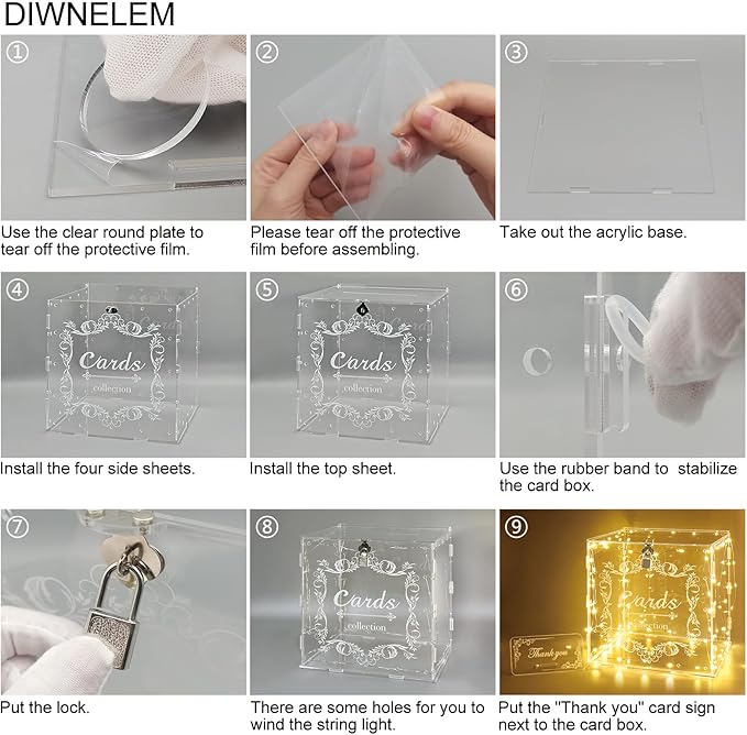 DIWNELEM Acrylic Wedding Card Box - Image 4