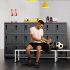 9 Door Metal Lockers for Employees, Black Lockable Steel Locker with Lock and Card Slot for Office, Gym, School, Home, Garage, Assembly Required
