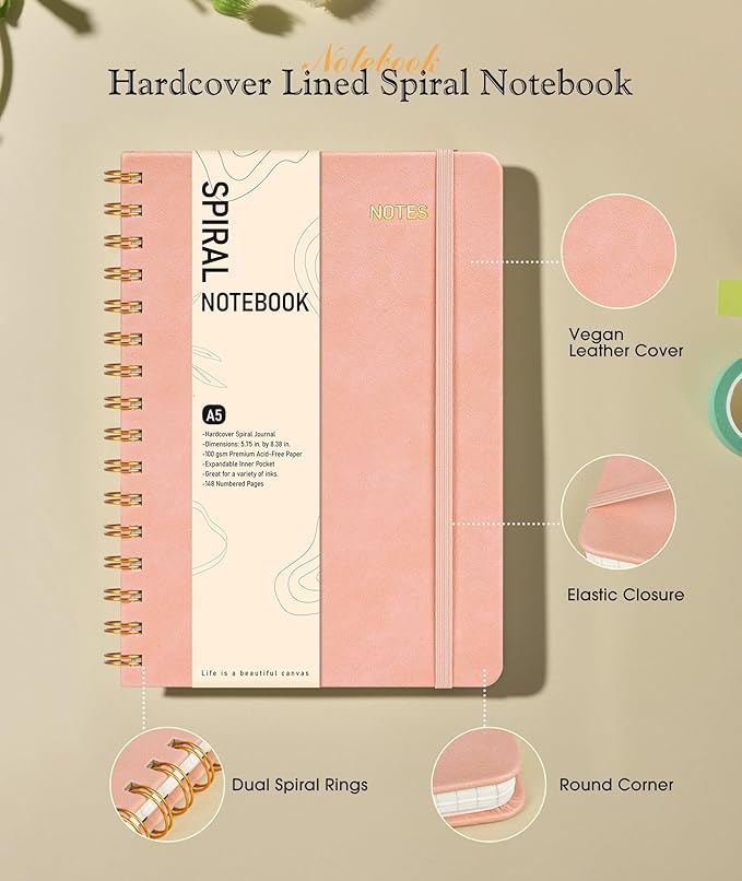 Graph Spiral Journal Notebook, A5 Hardcover Spiral Journals - Image 2