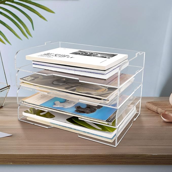 4 Pack- Stackable Paper Letter Tray, or Workspace by WYFHLPMMA