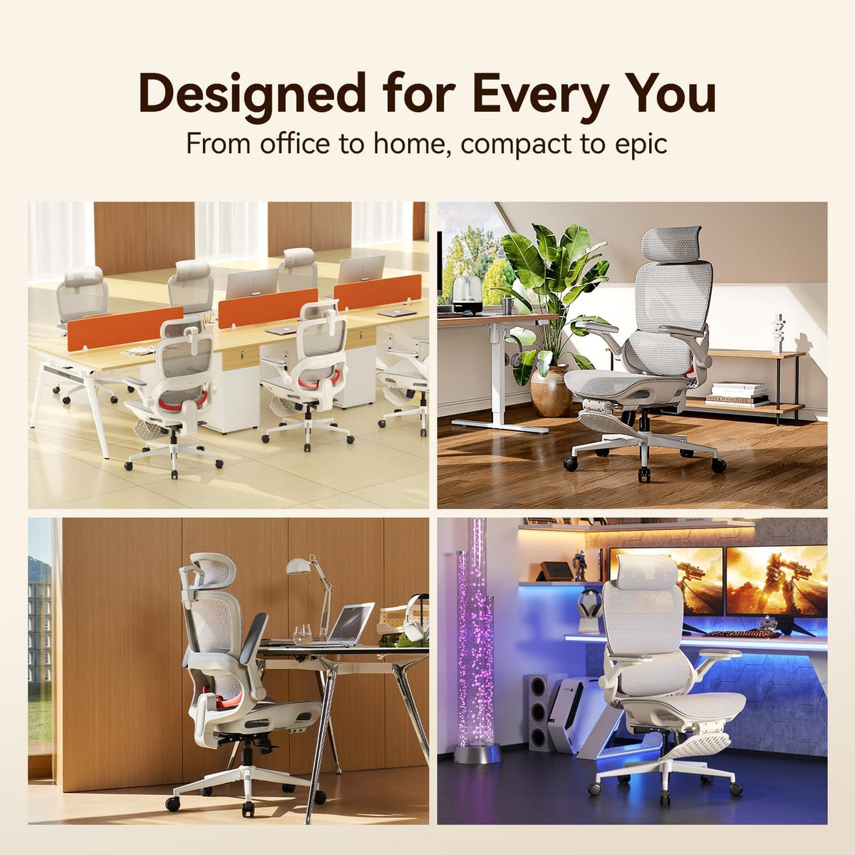 SIHOO B100 PRO Ergonomic Office Chair with Footrest, 4D Flip-Up Armrests