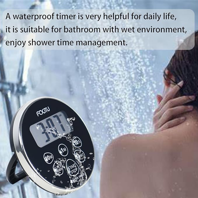 FCXJTU Digital Waterproof Shower Clock Timer, Bathroom Shower Countdown Timer - Image 7