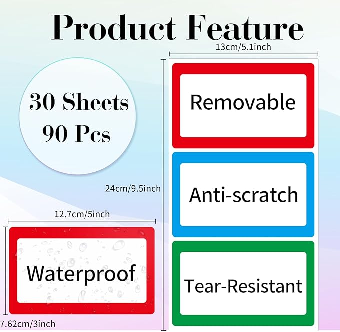 Removable Colored Labels Stickers, 3X5 Inch Removable Large Label Stickers - Image 2