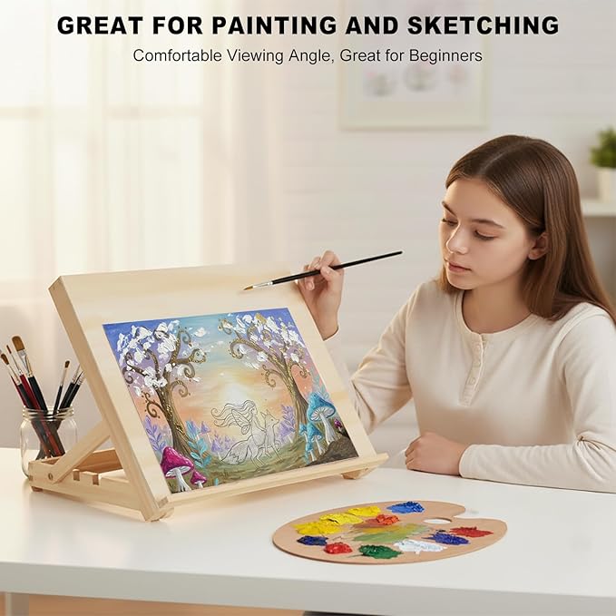 Tabletop Easel for Painting, 13.8"x11.4" Adjustable Portable Art Easel Includes - Image 4
