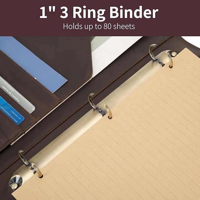 Geslun Personalized Genuine Leather 3 Ring Binder, Custom Engraved 8.5 x 11 - Image 9