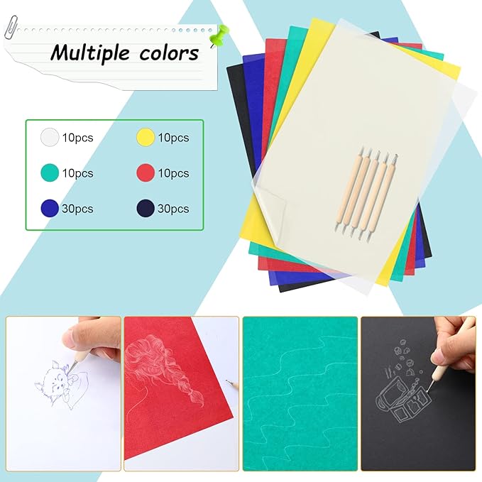 105 Pcs Carbon Transfer Paper 11.7 x 8.3 Inch Tracing Carbon Graphite Copy Paper - Image 5