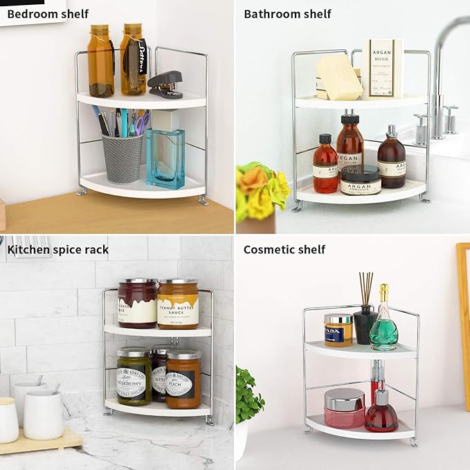 FSyueyun 2-Tier Corner Bathroom Counter Organizer, Tool-Less Installation - Image 6