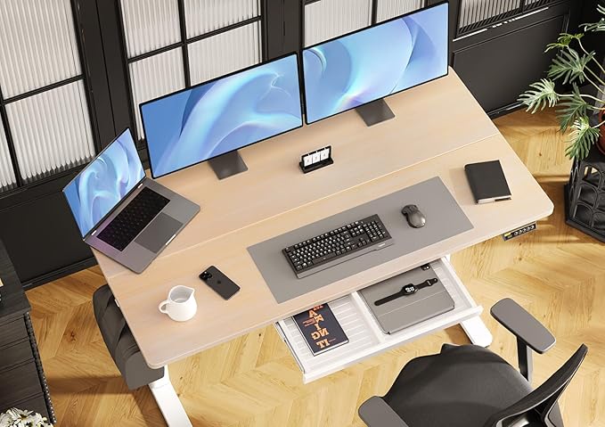 Claiks Standing Desk with Drawers, 55x24 Inch Electric Stand Up Adjustable - Image 5