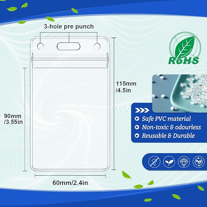10 Pcs Clear Plastic Heavy Duty Vertical Name Badge ID Card Holders - Image 2