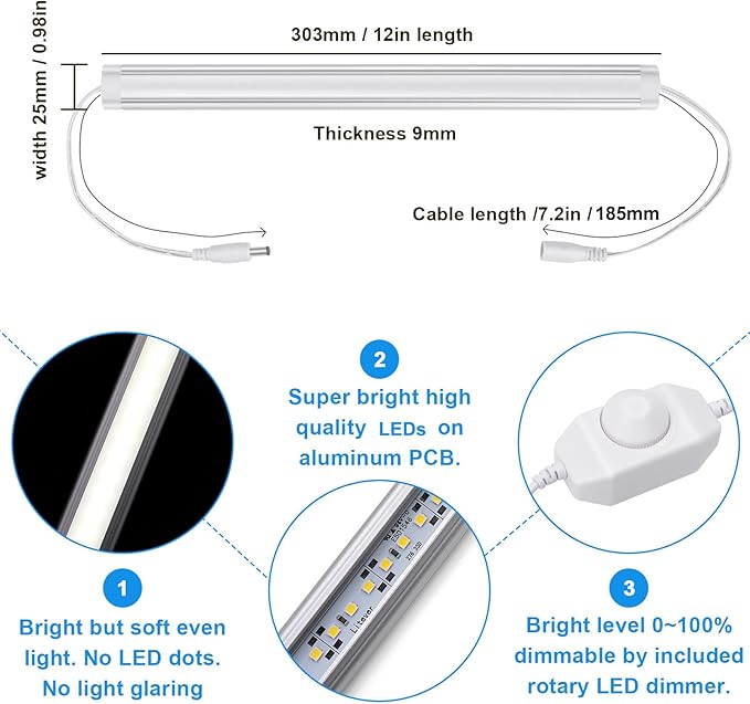 Litever Kitchen Under Cabinet LED Lighting Kit, Super Bright, Plug-in or - Image 2