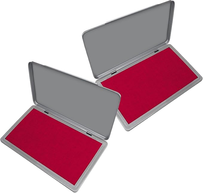 2 Pack Metal Case Stamp Pad Large Size, Crimson Red Color by ZIGEL