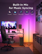 govee rgbic floor lamp basic, 1000lm led corner showing dimensions