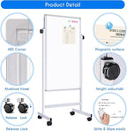 maxtek Rolling White Board, 48 x 24 Height Adjustable Whiteboard on Wheels - Image 8