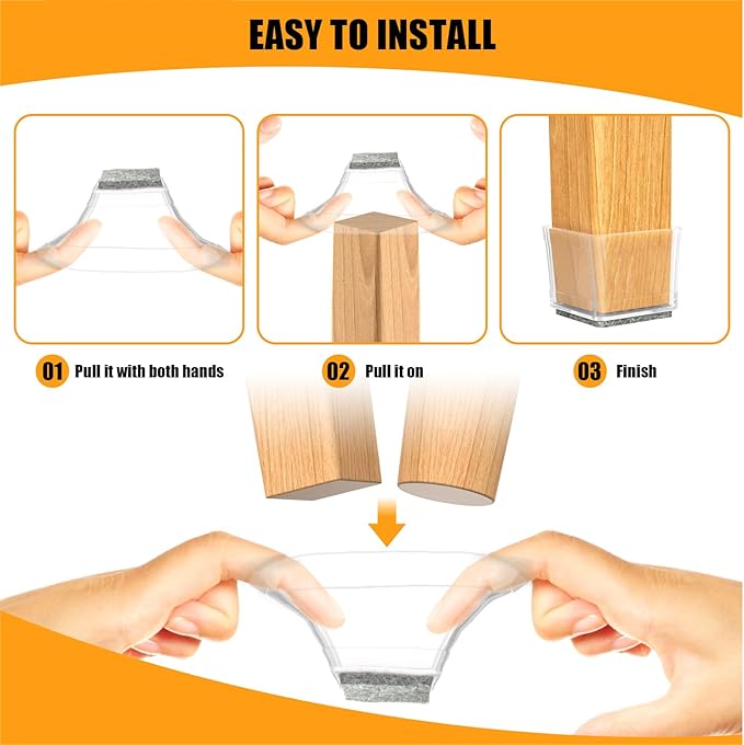 Clear Square Chair Leg Protector - Image 2