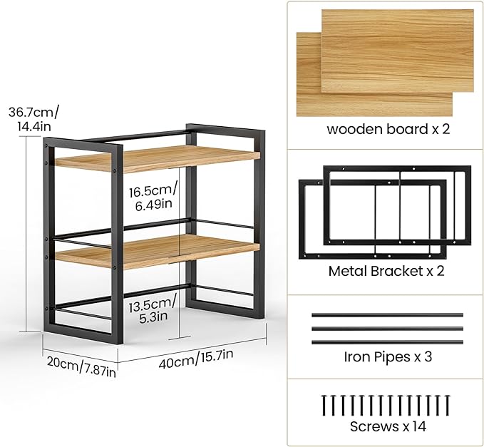 ART-GIFTREE Office Desk Shelf Organizer, Wood Desktop Bookshelf Supplies - Image 3