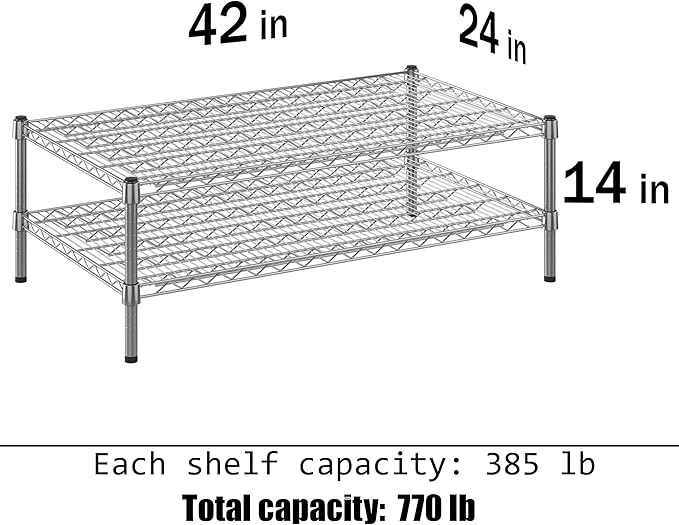 Regal Altair 24" Deep x 42" Wide x 14" Height Wire Shelving Kit | 2-Tier | NSF - Image 3
