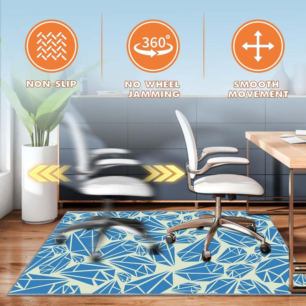 Chair mat, Office Short Pile Chair mat, Non-Slip Noise-Reducing Table and Chair Carpet, Office, Study Decorative Carpet Suitable for Wooden Floors, Laminates and Tiles (Diamond, 47x59in)