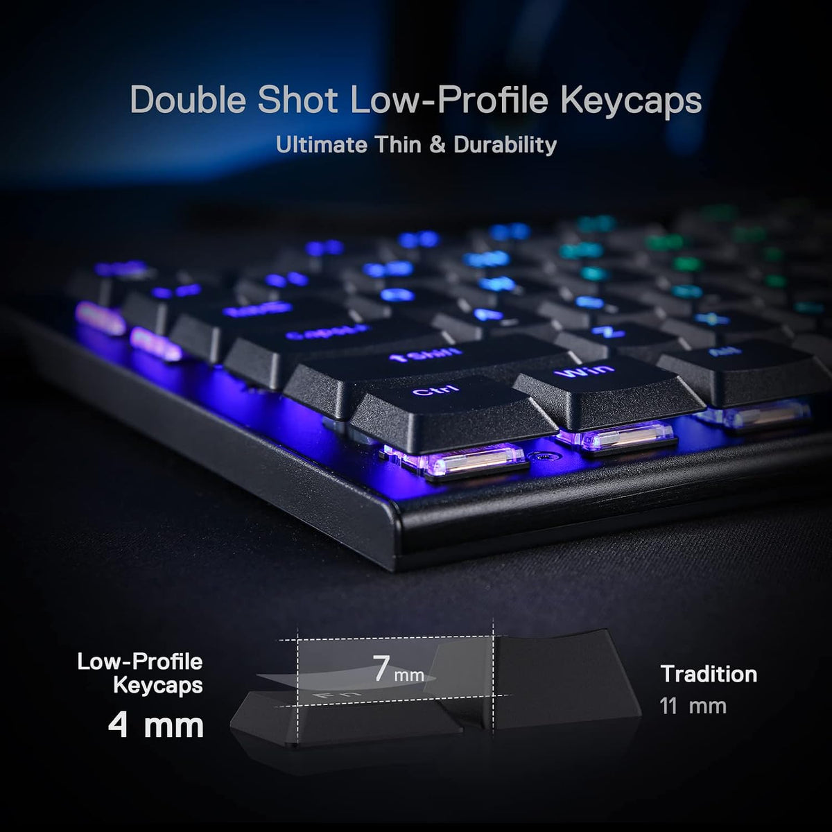 Redragon K619 Horus RGB Mechanical Keyboard, Ultra-Thin Designed Wired Gaming...