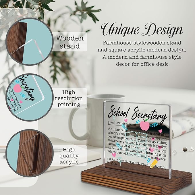 School Secretary Gifts, Thank You Desk Sign - Image 3