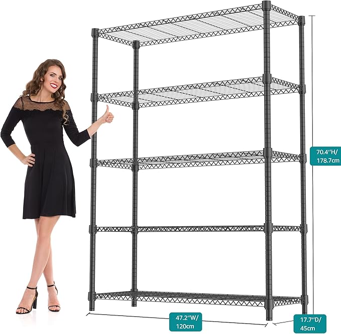 M MZG 5 Tiers Shelf 1750 lbs Steel Storage Shelving Utility Shelving Unit Steel - Image 3