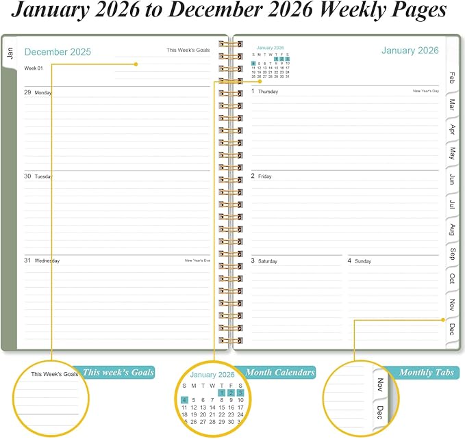 2026 Planner - Planner 2026 from January 2026 - December 2026, Weekly & Monthly - Image 3
