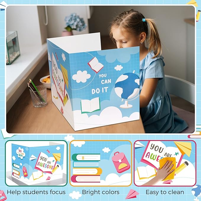 24 Pcs Privacy Boards for Student Desks Bright Colored Classroom Desk Divider - Image 6