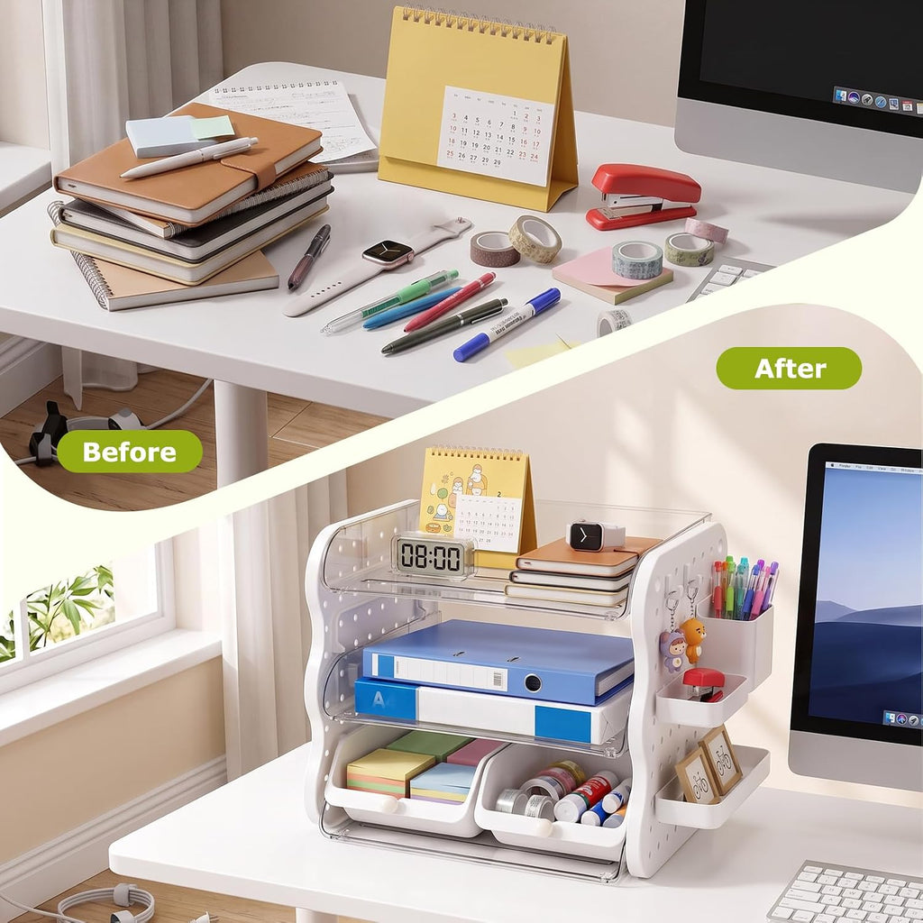 comix 3-tier paper organizer letter tray, file organizer, side view