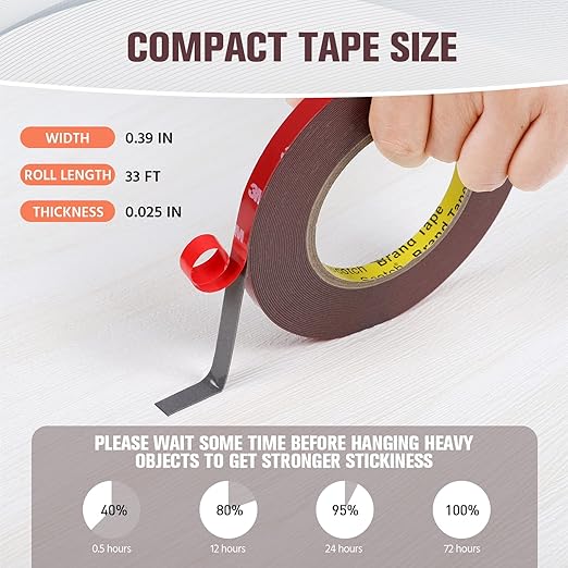 Double Sided Tape, Heavy Duty Mounting Tape Waterproof Foam Tape, 32FT Length - Image 5