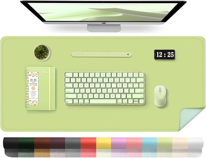 Leather Desk Pad Protector, 39.4'' X 17'' Large Mouse Pad, Office Desk Mat by BLESWIN
