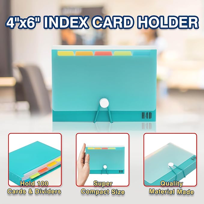 H4D 4x6 Index Card Case with 100 Heavyweight Ruled Index Cards and Dividers - Image 3