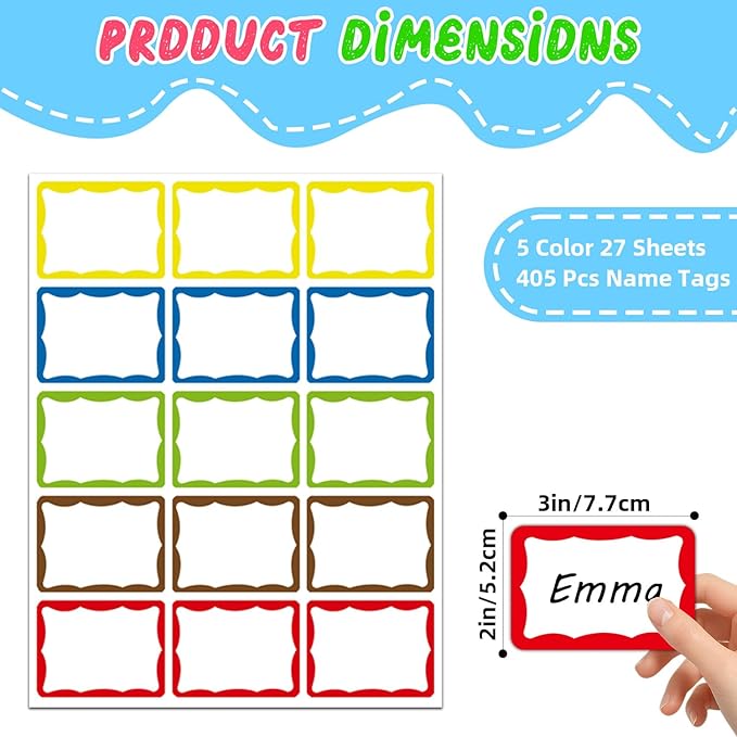 405 Pcs Colorful Name Tag Stickers - Image 2